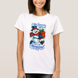 Magical Snowman Christmas Joyful Holiday Festive T-Shirt