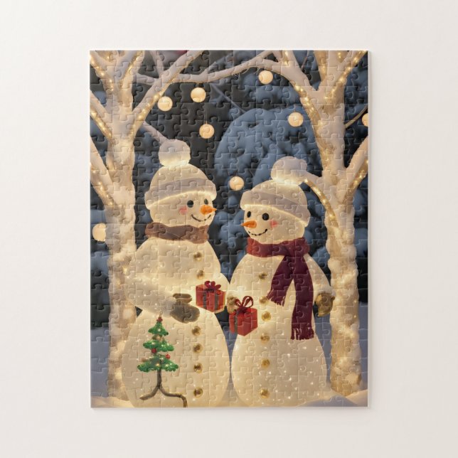 Magical Snowman Christmas Lights Jigsaw Puzzle (Vertical)