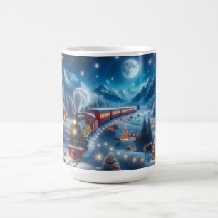 Magical Snowy Christmas Train Winter Scene Coffee Mug