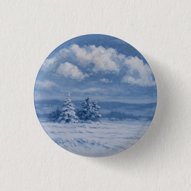 Magical Snowy Forest Christmas Button (Front)