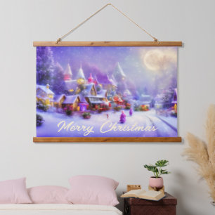 Magical snowy village hanging tapestry