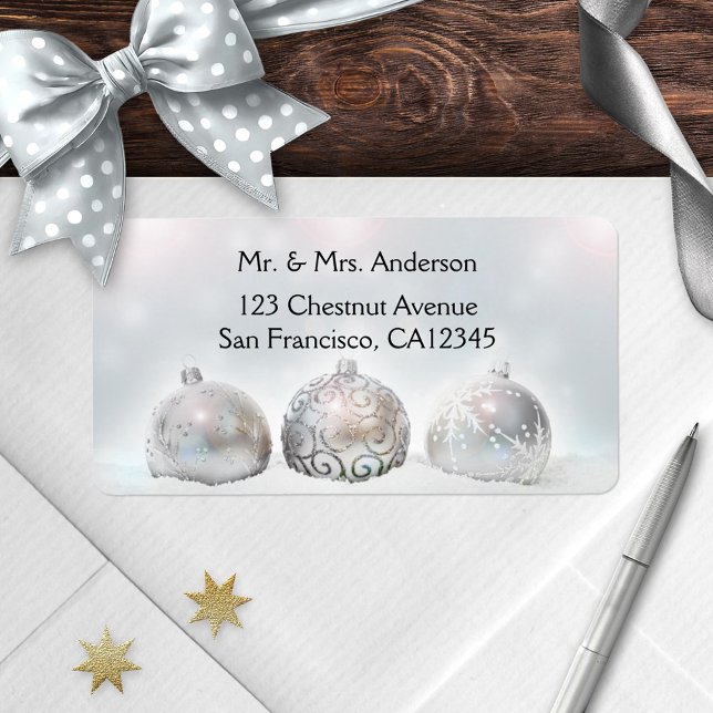 Magical Sparkling Lights Christmas Address Label (Elegant Christmas address label featuring sparkling lights on Christmas baubles -  mailings or gifts)