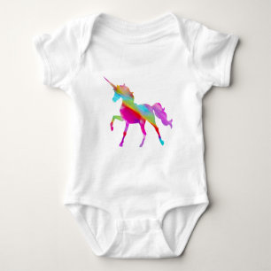 Magical sparkly rainbow prancing unicorn baby bodysuit