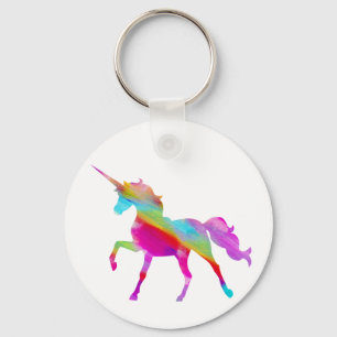 Magical sparkly rainbow prancing unicorn key ring