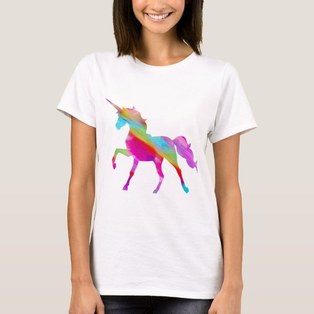 Magical sparkly rainbow prancing unicorn T-Shirt (Front)