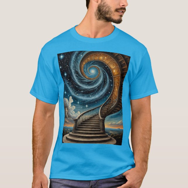 Magical Spiral Staircase Into Starry Galaxy Tee (Front)