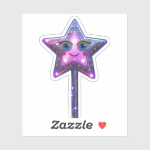 Magical Star Wand Sticker with Cute Winking Eyes 