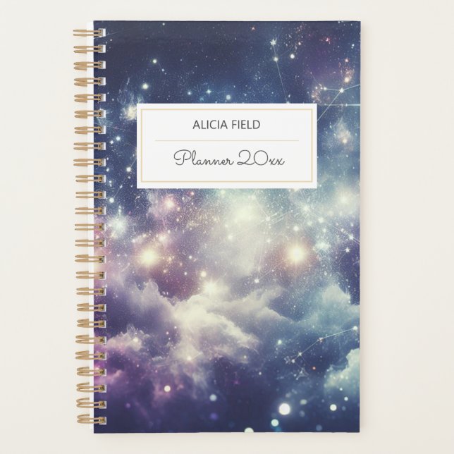 Magical starry sky sparkles Undated  | your name  Planner (Front)