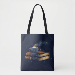 Magical Stars and Coffee with Books Tote Bag