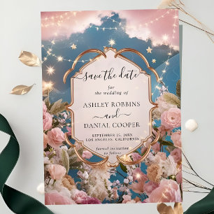 Magical Stars and Sparkles Modern Save The Date Invitation