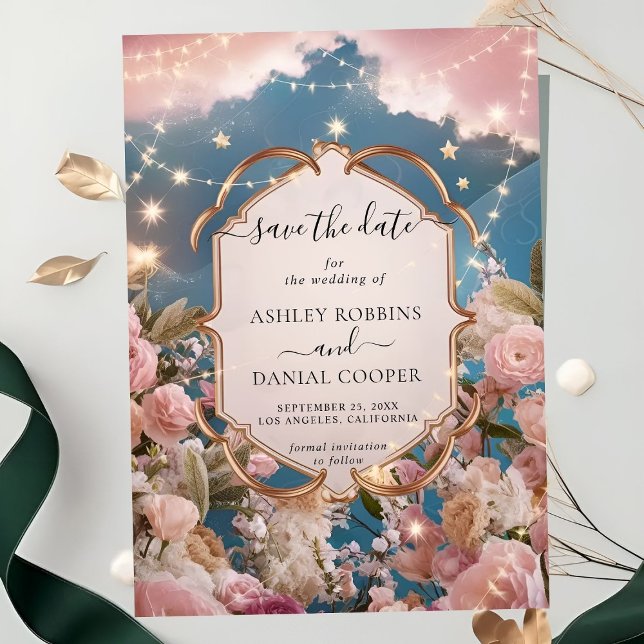 Magical Stars and Sparkles Modern Save The Date Invitation (Creator Uploaded)