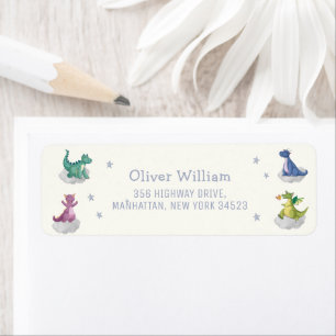 Magical Stars Dragon Baby Shower Return Address Label