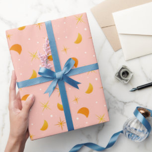 Magical Stars & Moons Jolly Soft Pink Wrapping Paper