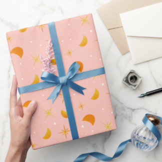 Magical Stars & Moons | Jolly Soft Pink Wrapping Paper
