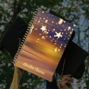Magical Stars Personalised Name Glitter Lights Notebook