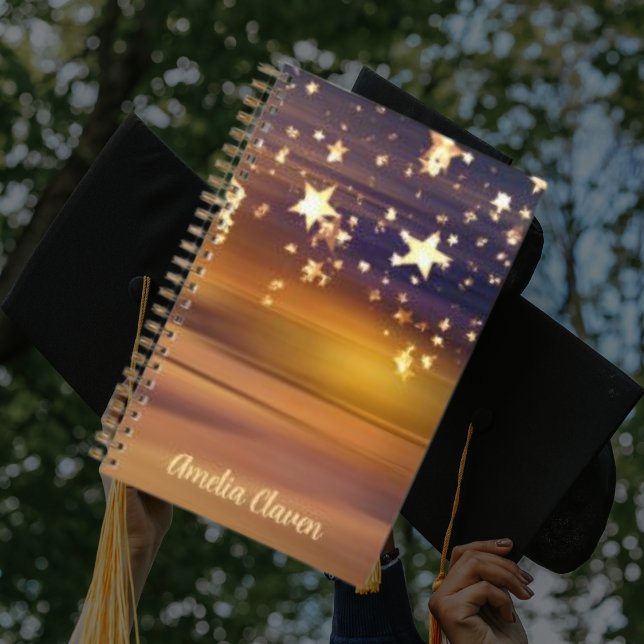 Magical Stars Personalised Name Glitter Lights Notebook (Creator Uploaded)