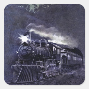 Magical Steam Engine Victorian Train Square Sticker