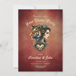 Magical steampunk floral world invitation