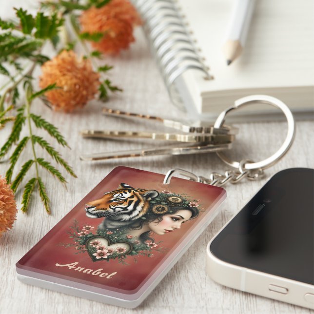 Magical steampunk floral world:  key ring (Front Right)