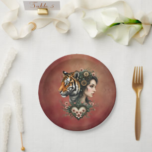 Magical steampunk floral world paper plate