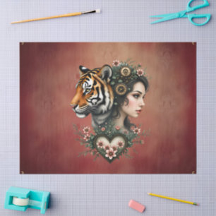 Magical steampunk floral world tissue paper