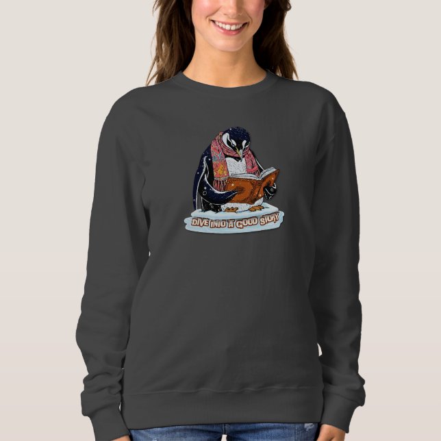 Magical Storytelling Penguin Winter Book Lovers Sw Sweatshirt (Front)