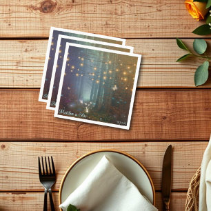 Magical String Lights Enchanted Forest Wedding Napkin