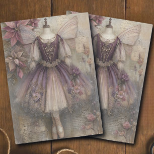 Magical Sugar Plum Fairy Ballerina Art Decoupage Tissue Paper