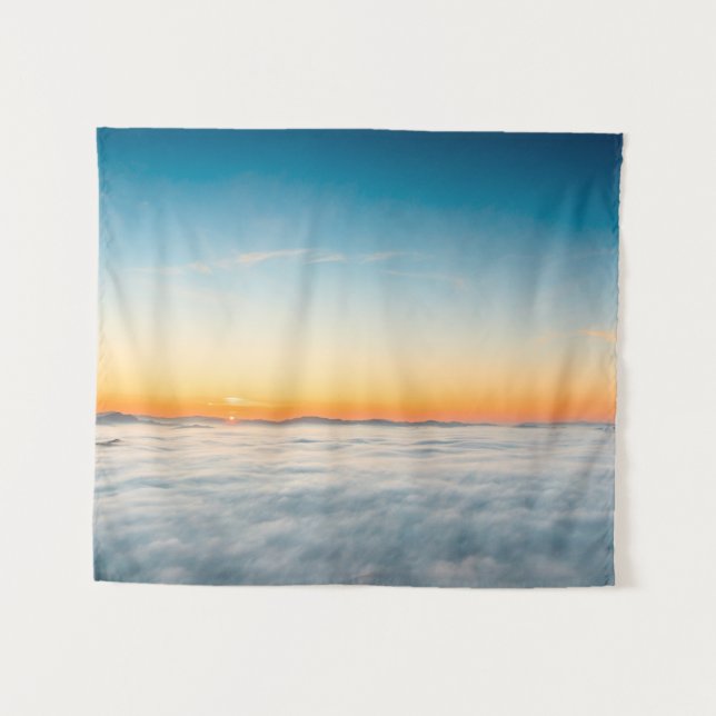 Magical sunrise above clouds tapestry (Front (Horizontal))