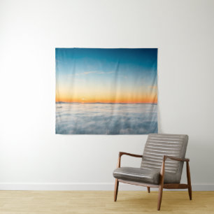Magical sunrise above clouds tapestry