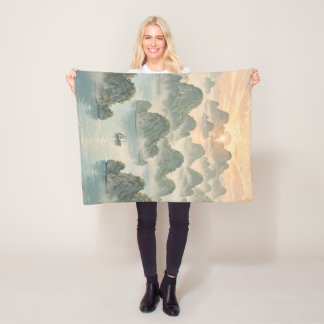 Magical Sunrise in Raja Ampat Vintage Style Fleece Blanket