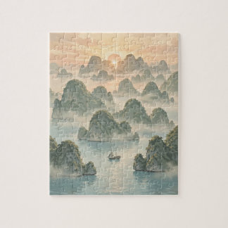 Magical Sunrise in Raja Ampat Vintage Style Jigsaw Puzzle