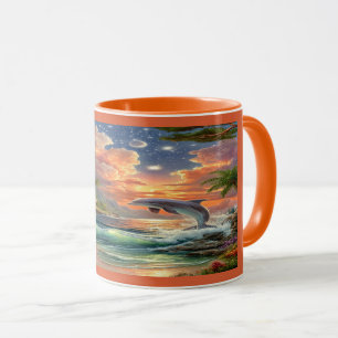 Magical Sunset Dolphin Tropical Ocean Mug