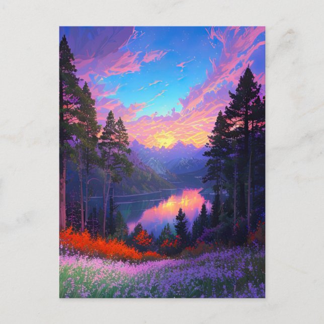 Magical Sunset in the Enchanting Valley Postcard (Front)
