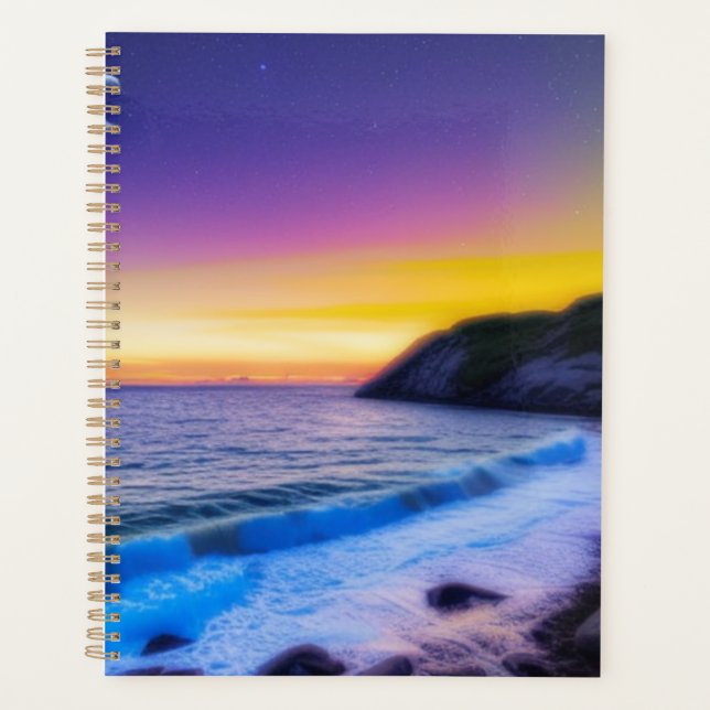 Magical Sunset Ocean Waves  Planner (Front)