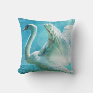 Magical Swan During a Summer Shower Cushion