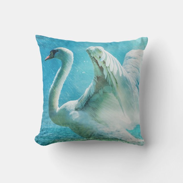 Magical Swan During a Summer Shower Cushion (Front)