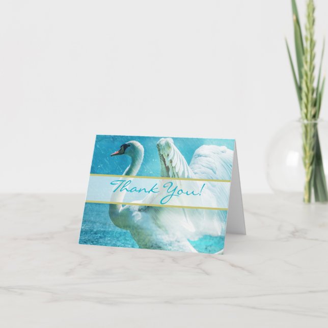 Magical Swan Wedding Thank You Card (Front)
