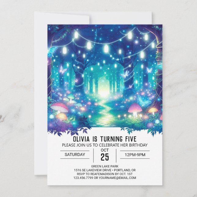 Magical Sweet Woodland Digital Birthday Invitation (Front)