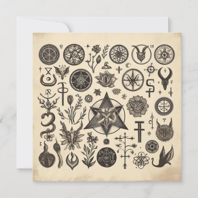 Magical Symbols Antique Drawing Sigils Pattern Card (Front)