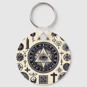 Magical Symbols Occult Antique Art Keychain