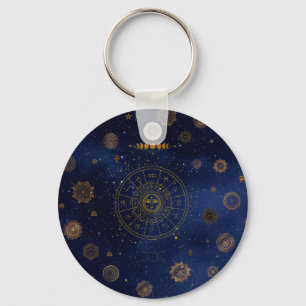 Magical Symbols of Protection Mandala Pagan Witch Key Ring