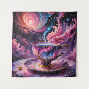 Magical Teacup, Galaxy, Ethereal Reflection Tapestry