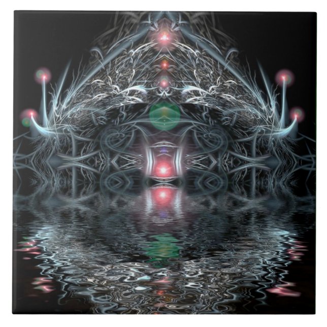 Magical Temple Visionary Art Ceramic Tile (Front)