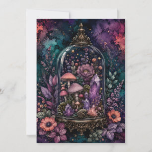 Magical Terrarium Crystal and Mushroom Whimsigoth Invitation