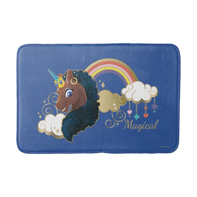 Magical the Unicorn Rainbow & Clouds Design Bath Mat (Front)