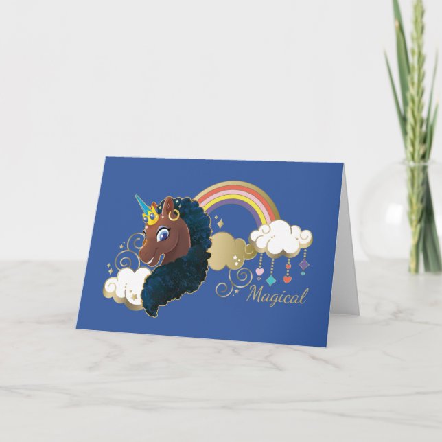 Magical the Unicorn Rainbow & Clouds Design Card (Front)