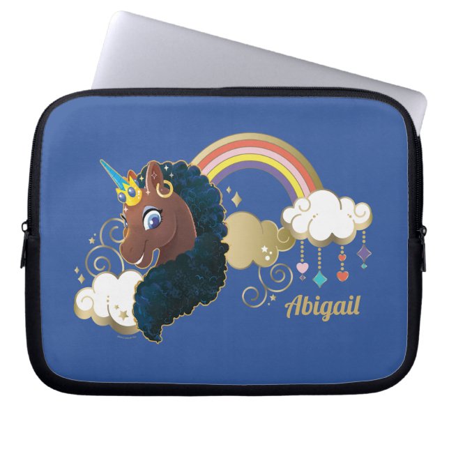 Magical the Unicorn Rainbow & Clouds Design Laptop Sleeve (Front)