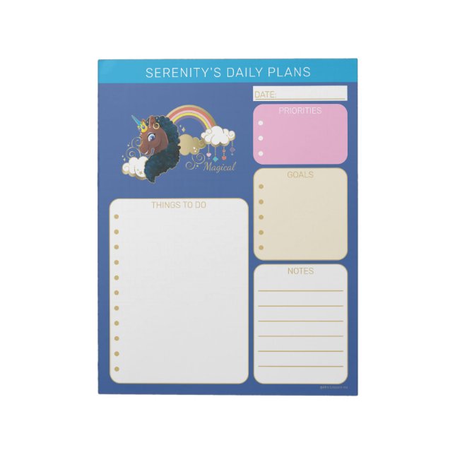 Magical the Unicorn Rainbow & Clouds Design Notepad (Rotated)