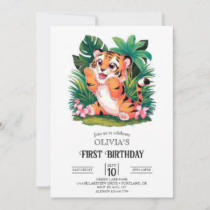 Magical Tiger 1st Birthday Digital Invitation